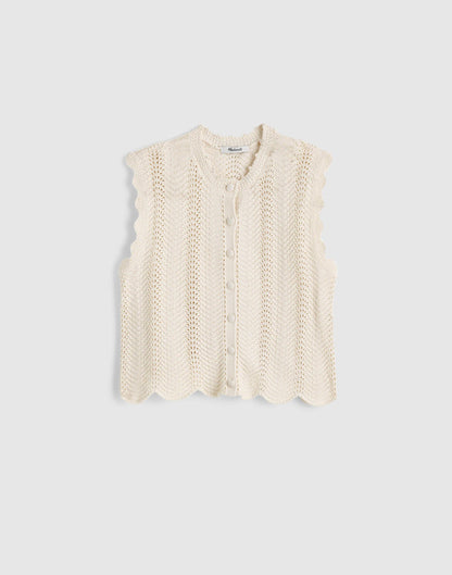 Madewell Wavy-Knit Button-Front Shell Top Vintage Ivory