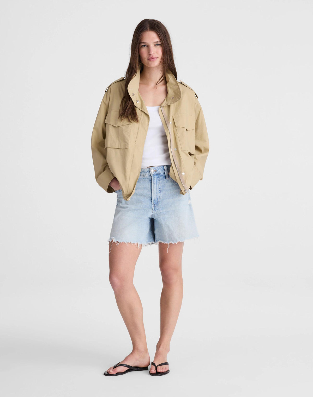 Madewell Field Jacket in Washed Poplin Fennel Seed