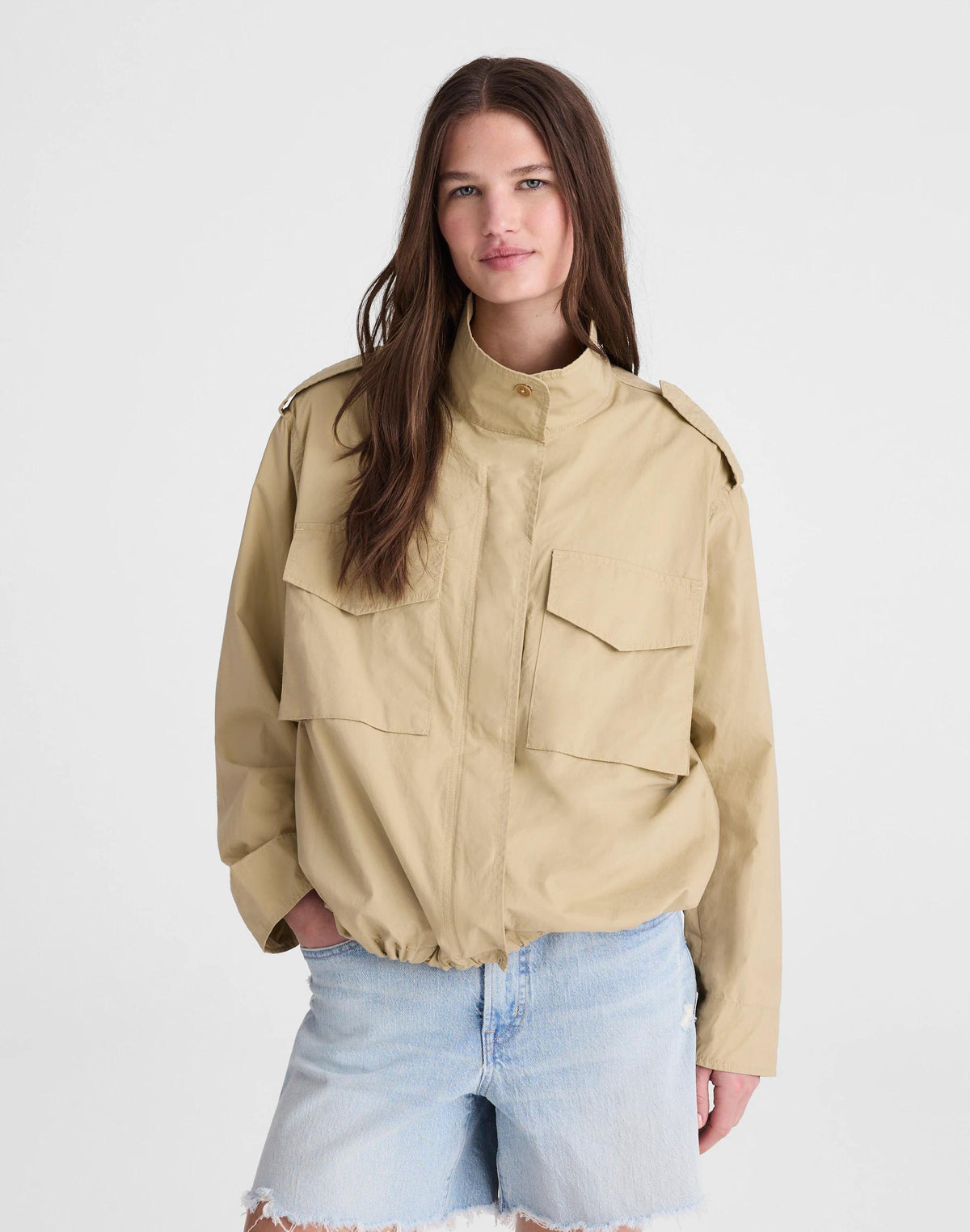 Madewell Field Jacket in Washed Poplin Fennel Seed