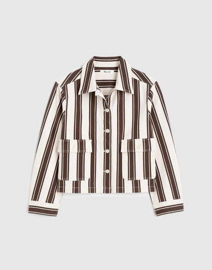 Madewell Cropped Button-Front Jacket Dark Brown Stripe