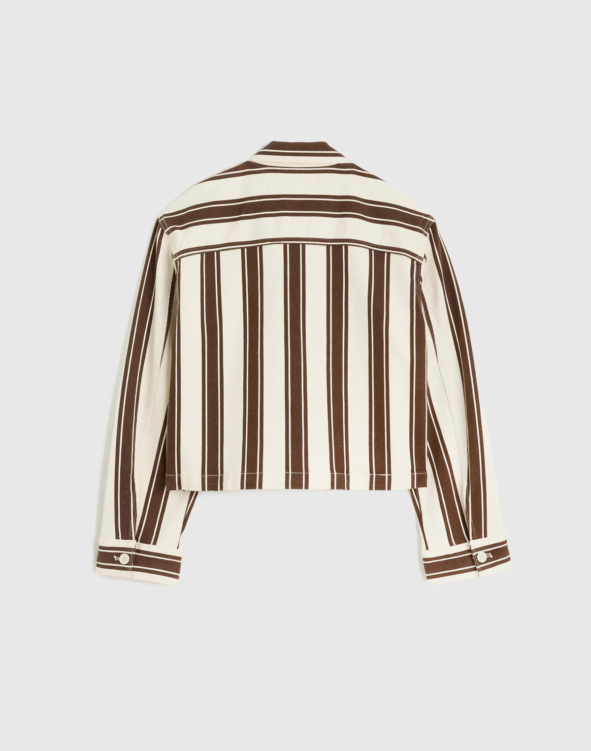 Madewell Cropped Button-Front Jacket Dark Brown Stripe