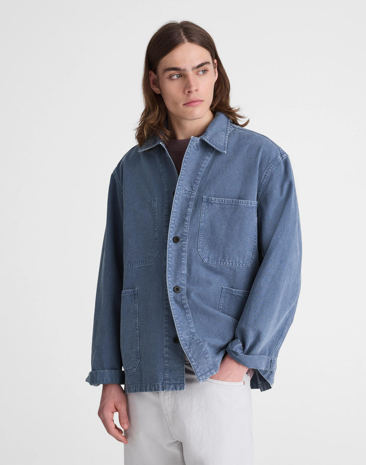 Madewell Chore Jacket in Cotton-Hemp Blend French Blue