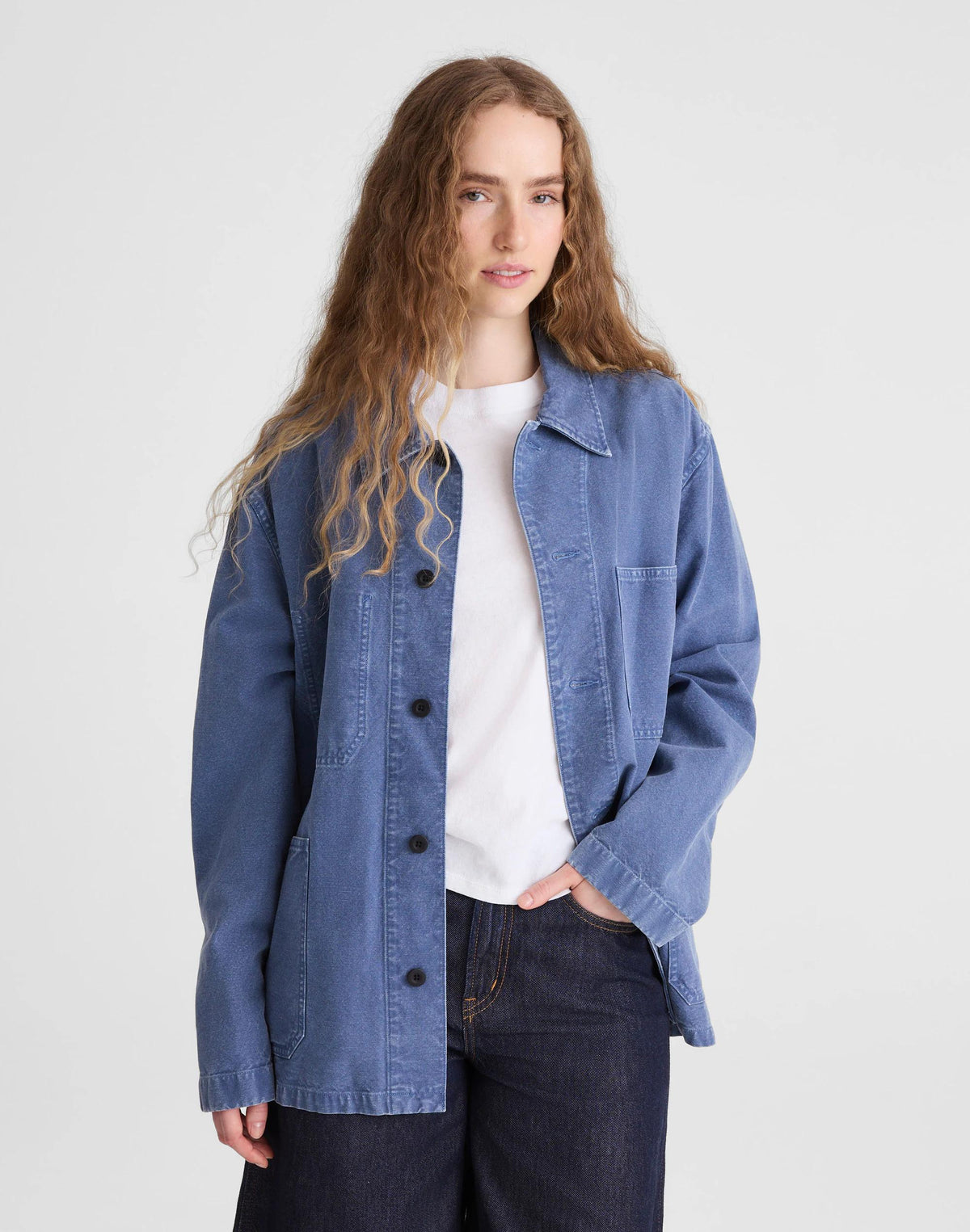 Madewell Chore Jacket in Cotton-Hemp Blend French Blue
