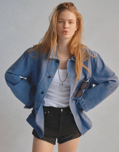 Madewell Chore Jacket in Cotton-Hemp Blend French Blue