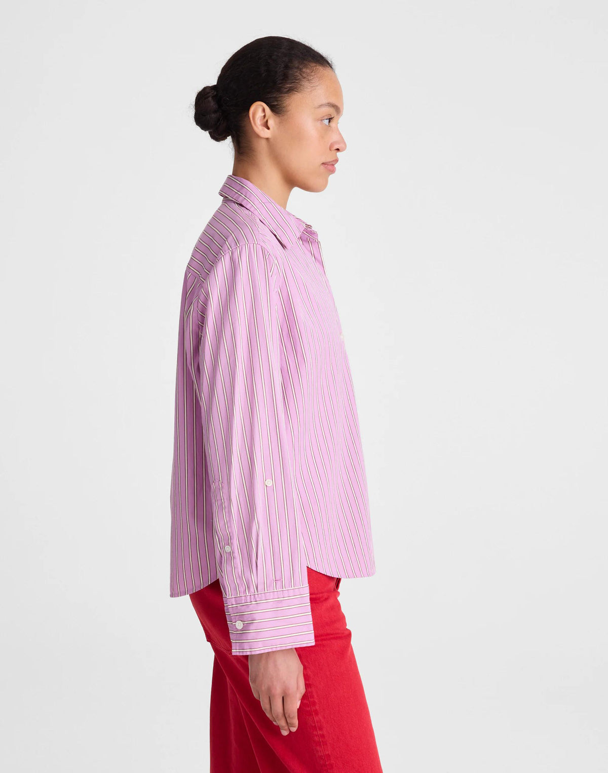 Madewell The Signature Y-Neck Shirt in Poplin Warm Wisteria