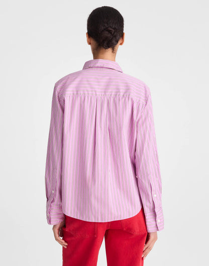 Madewell The Signature Y-Neck Shirt in Poplin Warm Wisteria