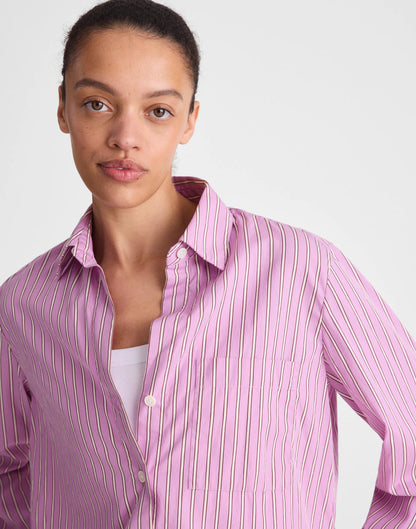 Madewell The Signature Y-Neck Shirt in Poplin Warm Wisteria