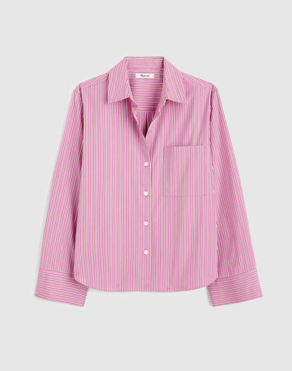 Madewell The Signature Y-Neck Shirt in Poplin Warm Wisteria