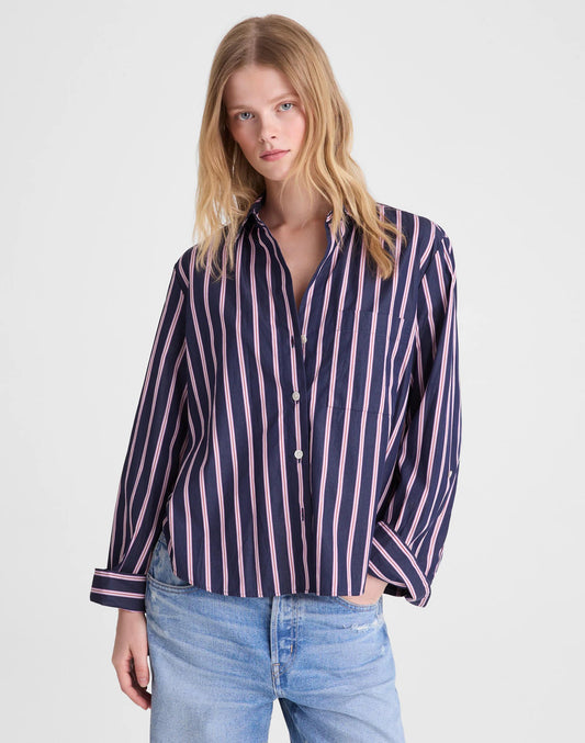 Madewell The Signature Y-Neck Shirt in Poplin Classic Indigo