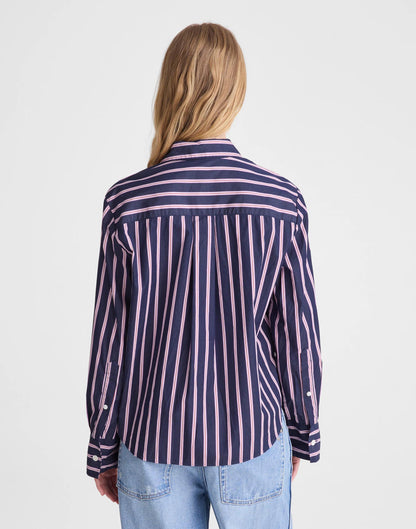 Madewell The Signature Y-Neck Shirt in Poplin Classic Indigo