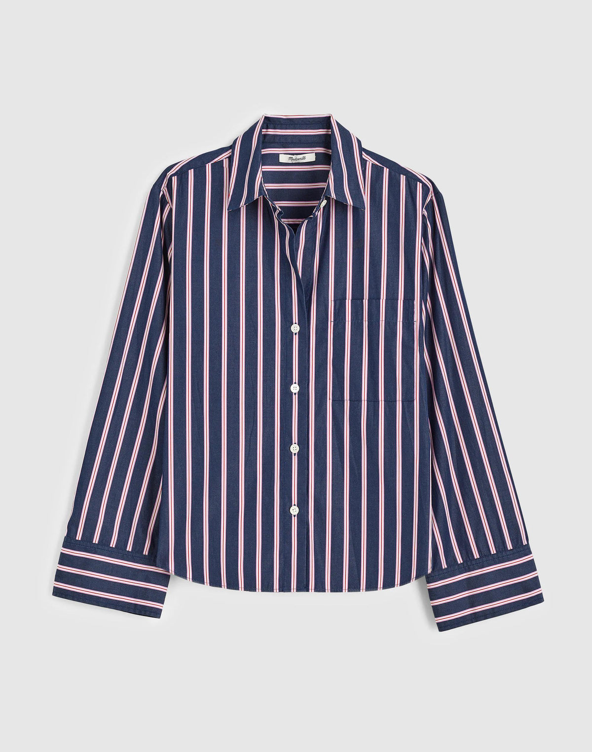 Madewell The Signature Y-Neck Shirt in Poplin Classic Indigo
