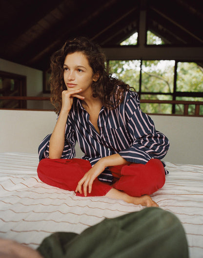 Madewell The Signature Y-Neck Shirt in Poplin Classic Indigo