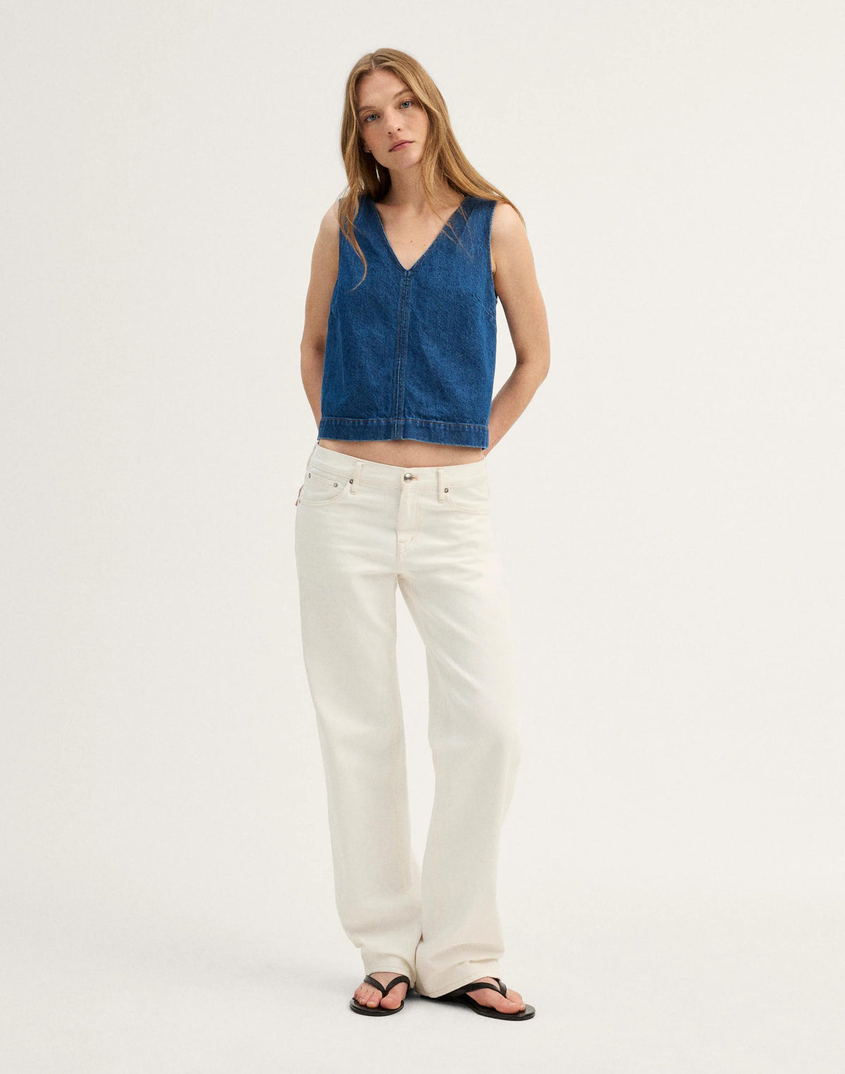 Madewell Denim V-Neck Shell Top Marina Blue