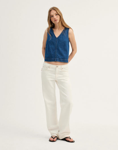 Madewell Denim V-Neck Shell Top Marina Blue