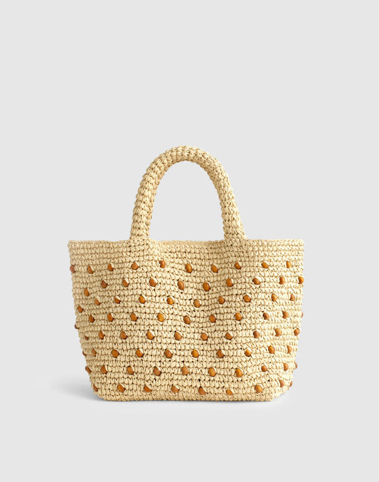 Madewell The Woven Mini Tote Natural Beaded Multi