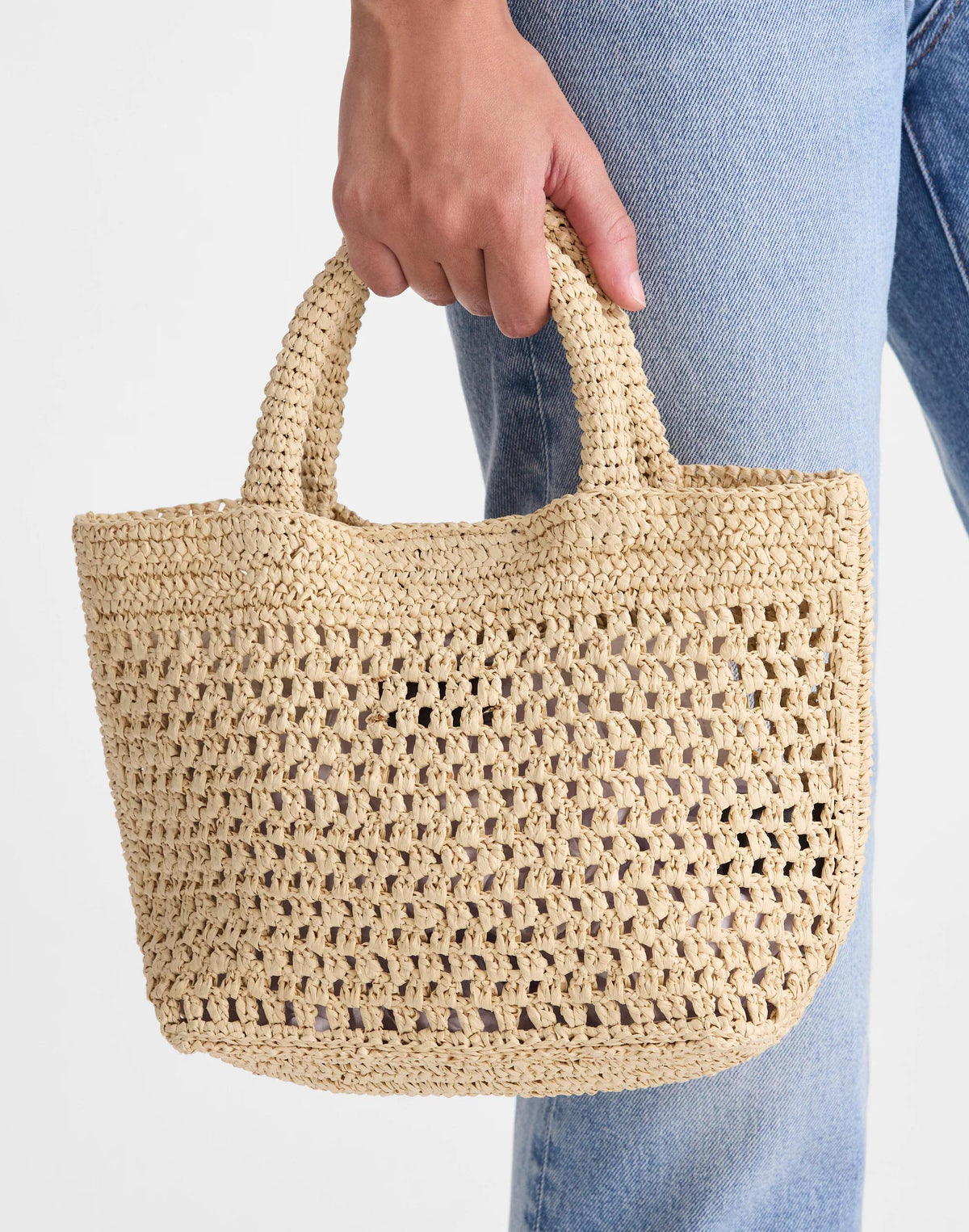 Madewell The Woven Mini Tote Natural Beaded Multi