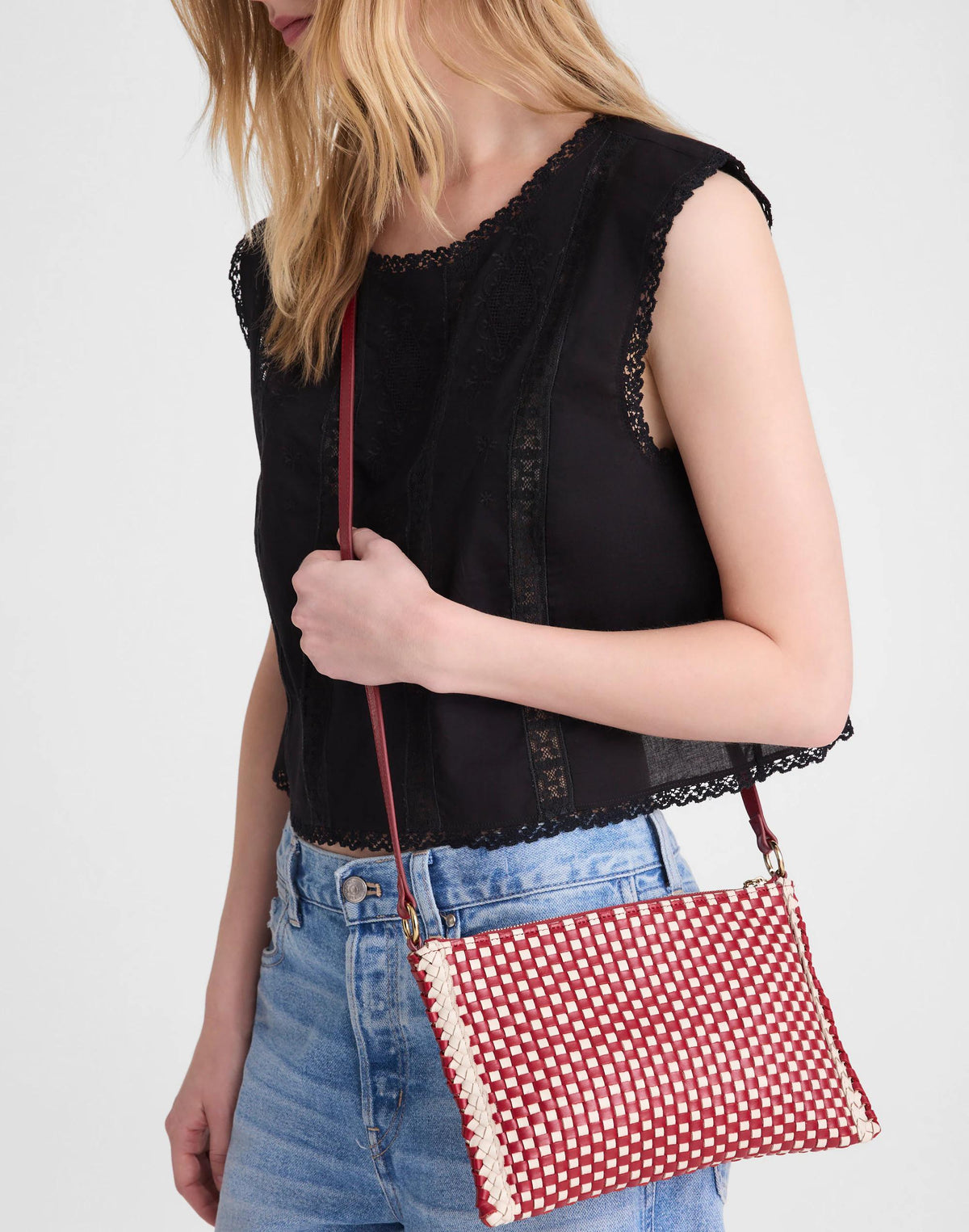 Madewell The Signature Woven Crossbody Pouch Bright Ember Multi