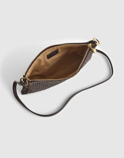 Madewell The Signature Woven Crossbody Pouch Dark Carob