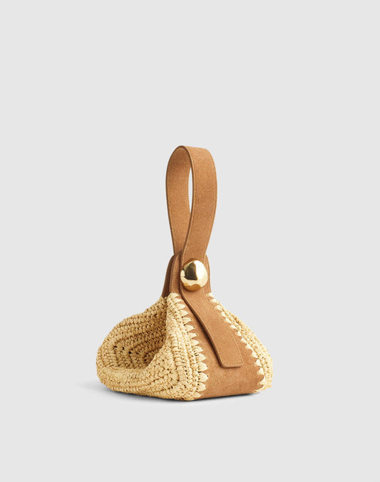 Madewell The Sculpted Metal Wristlet Bag Aged Cognac Multi