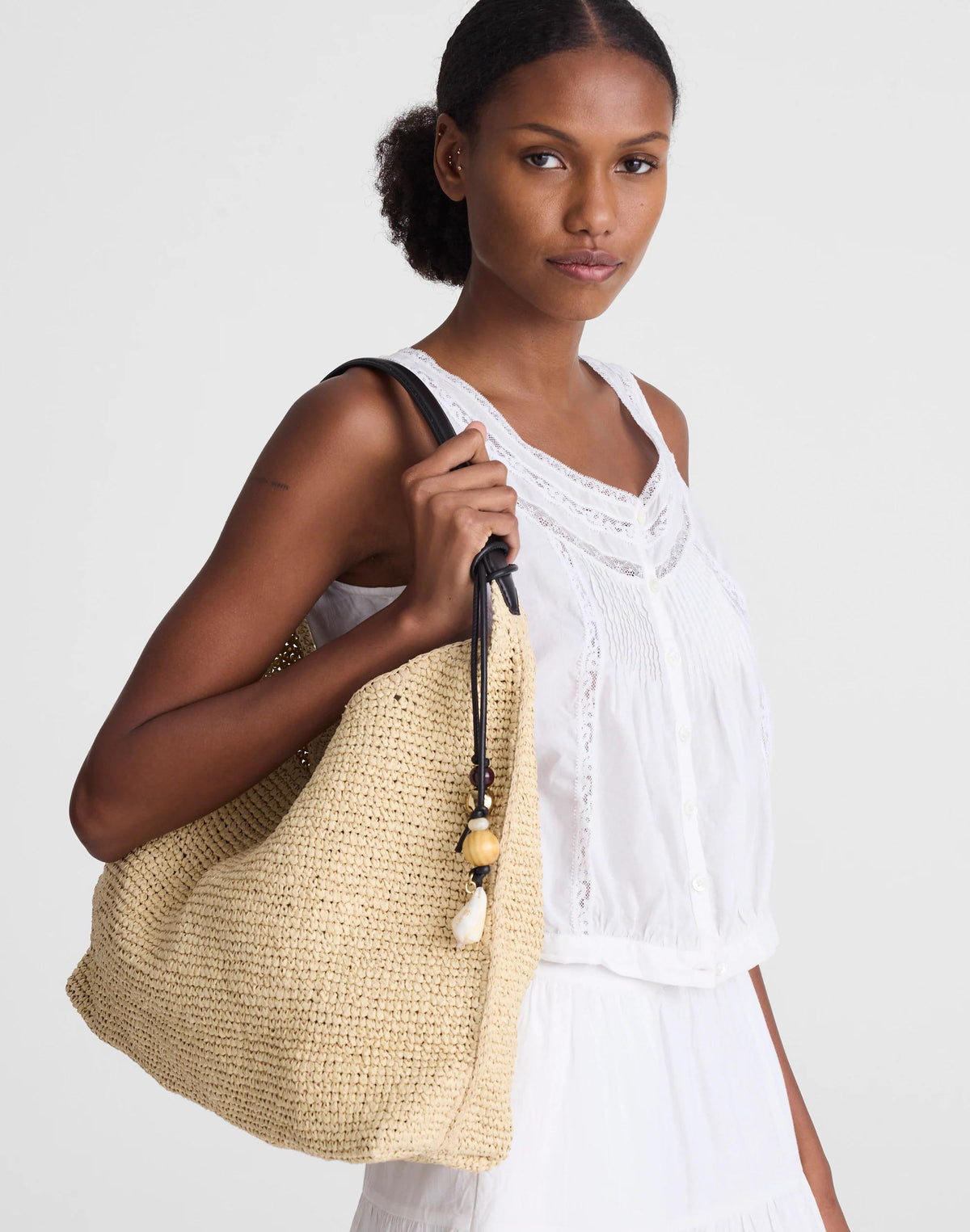 Madewell The Mylie Shoulder Bag in Straw Natural Multi