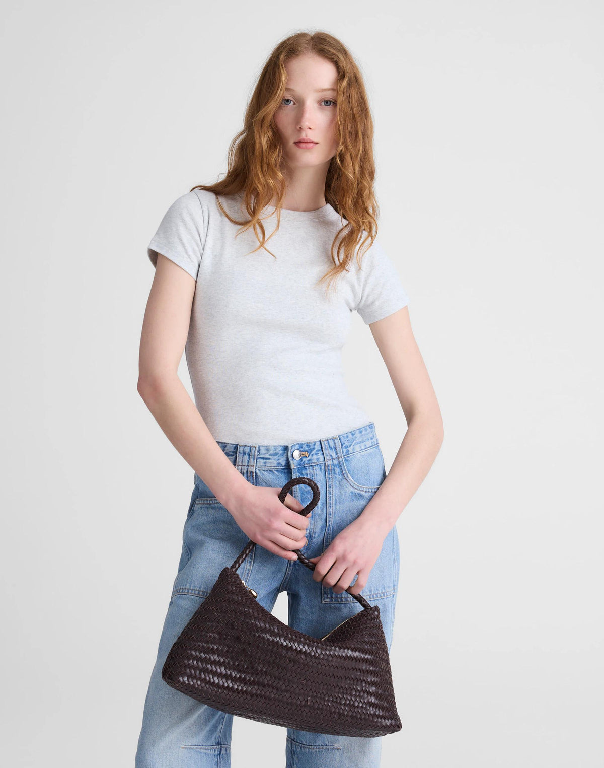 Madewell The Signature Woven Zip Top Shoulder Bag Coffee Bean