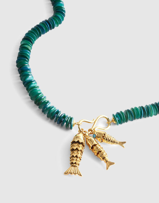 Madewell Madewell x Shopbop Beaded Fish Statement Necklace Deep Lagoon