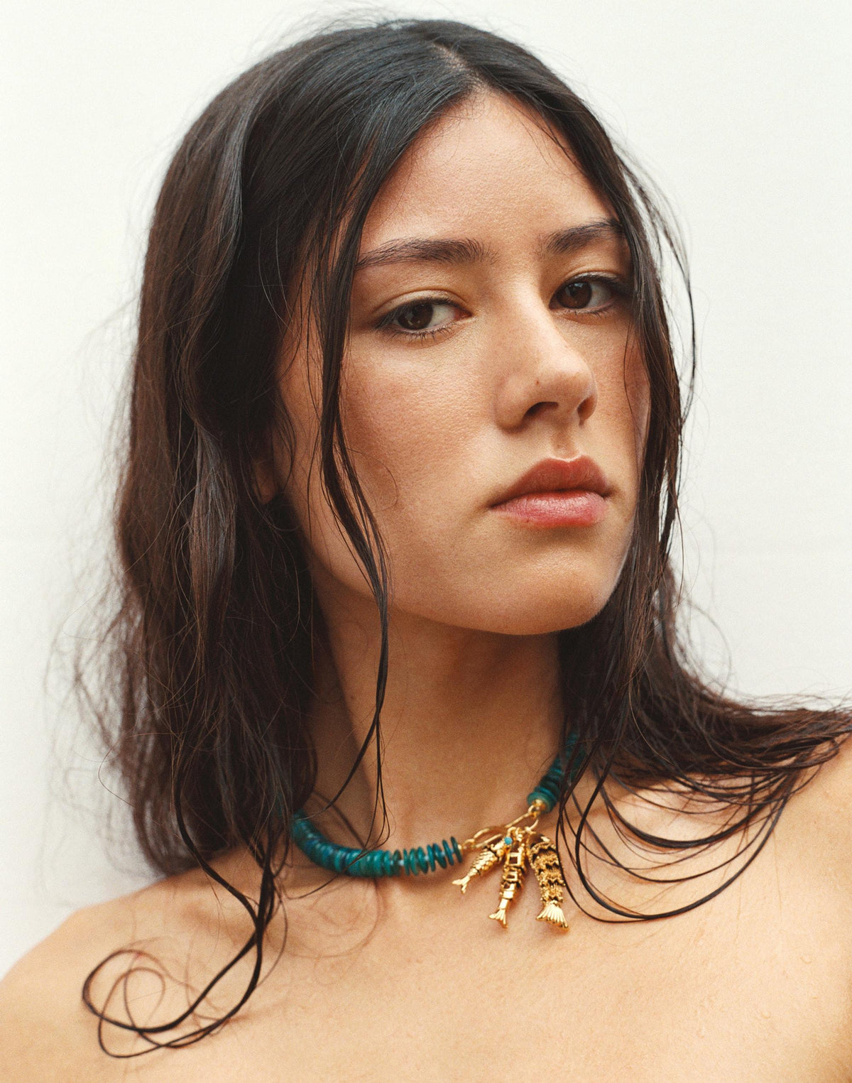 Madewell Madewell x Shopbop Beaded Fish Statement Necklace Deep Lagoon