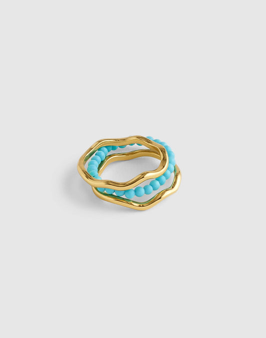 Madewell Semiprecious Wavy Stacking Ring Set Turquoise Multi
