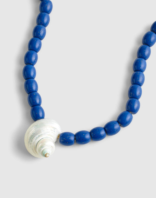 Madewell Shell Oversized Beaded Choker Necklace Lapis
