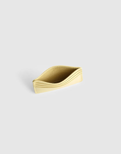 Madewell Curved Card Case in Leather Pale Pineapple
