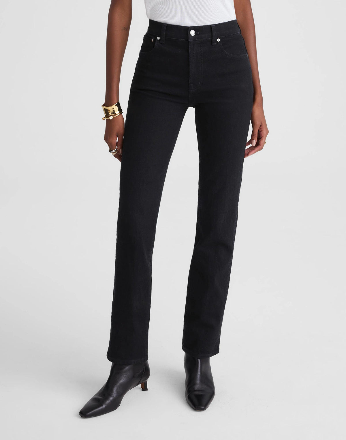 Madewell The Tall Longline Straight Jean Black Frost