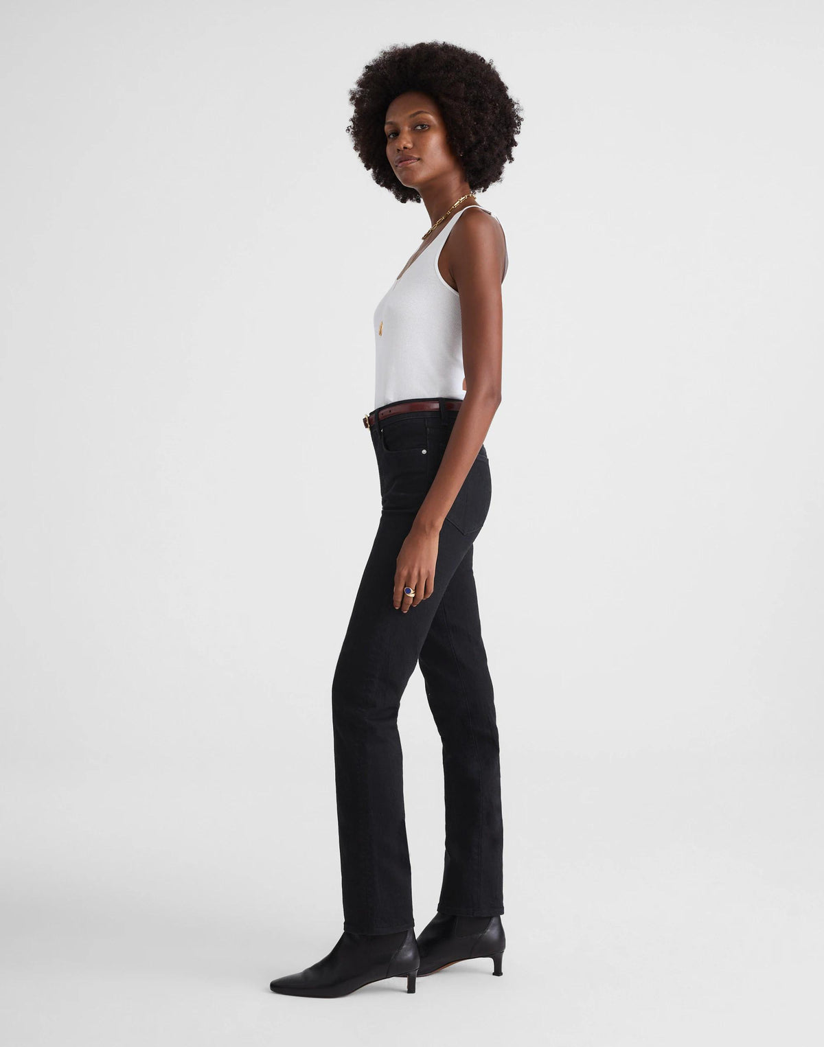 Madewell The Tall Longline Straight Jean Black Frost