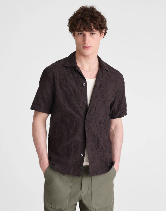 Madewell The Short-Sleeve Camp Shirt in Cotton Cool Obsidian