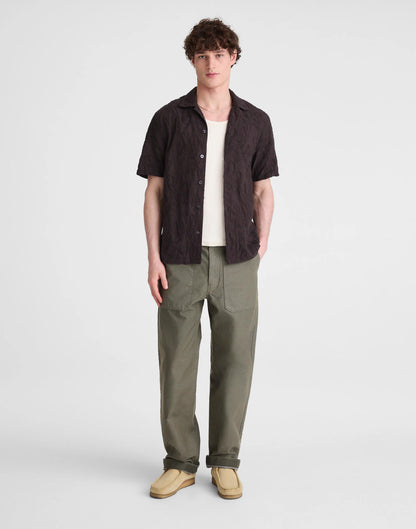 Madewell The Short-Sleeve Camp Shirt in Cotton Cool Obsidian