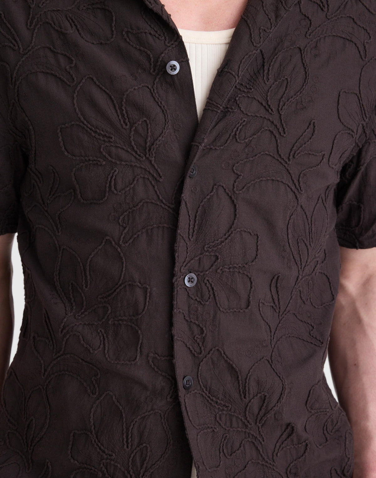 Madewell The Short-Sleeve Camp Shirt in Cotton Cool Obsidian