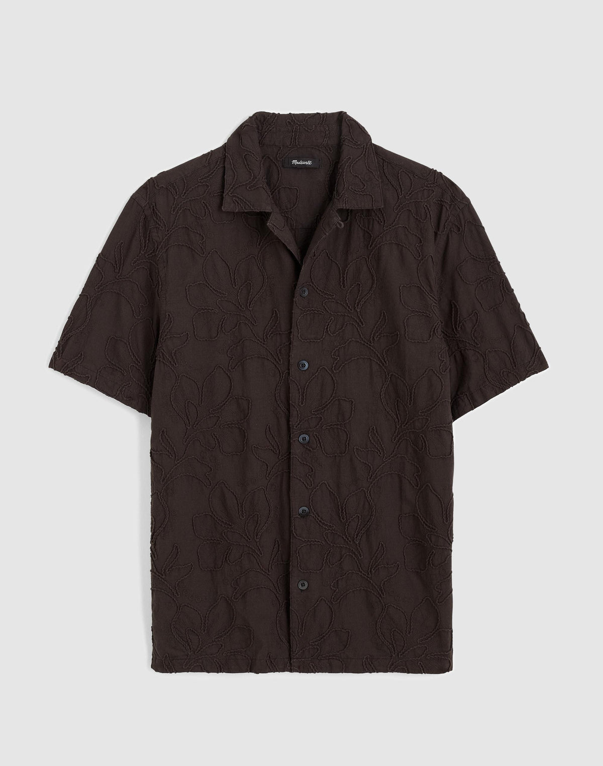 Madewell The Short-Sleeve Camp Shirt in Cotton Cool Obsidian
