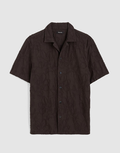 Madewell The Short-Sleeve Camp Shirt in Cotton Cool Obsidian