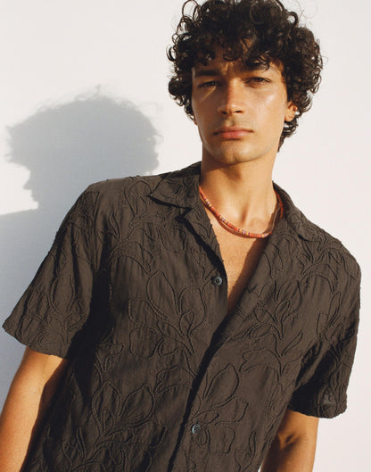 Madewell The Short-Sleeve Camp Shirt in Cotton Cool Obsidian