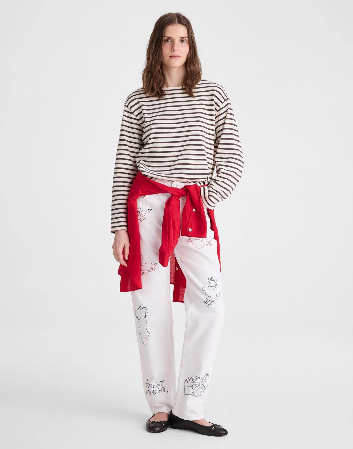 Madewell Striped Boatneck Long-Sleeve Tee Choc Plum