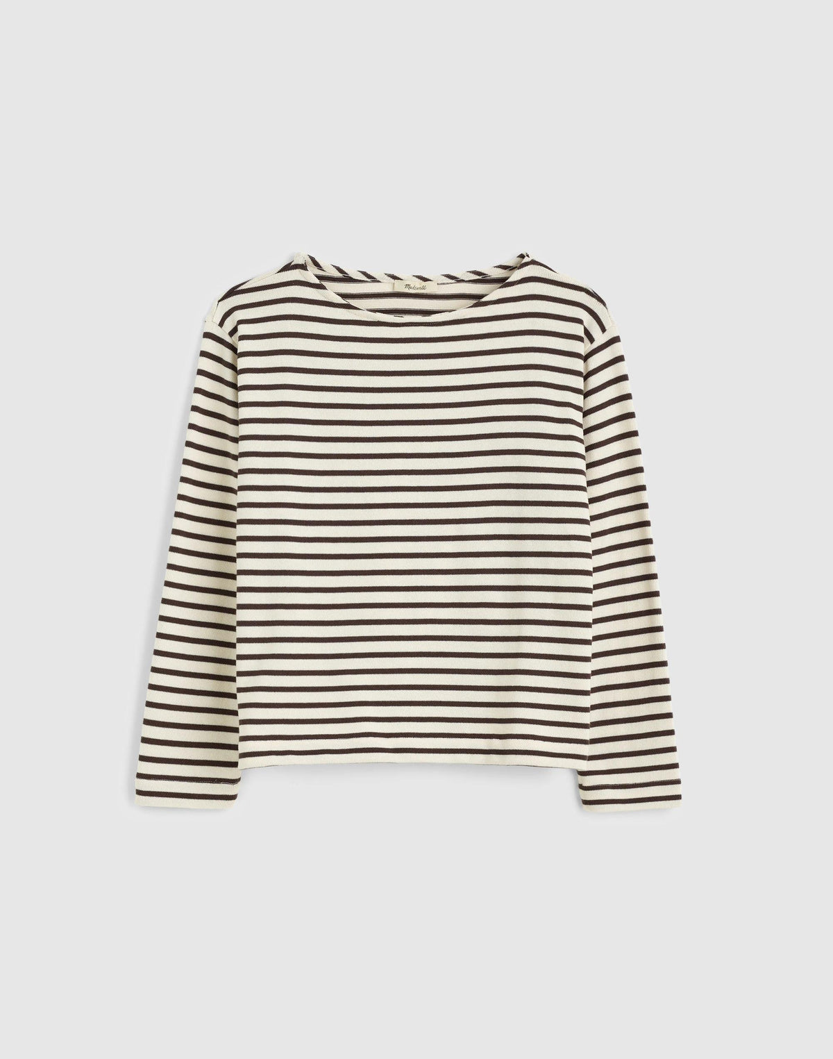 Madewell Striped Boatneck Long-Sleeve Tee Choc Plum