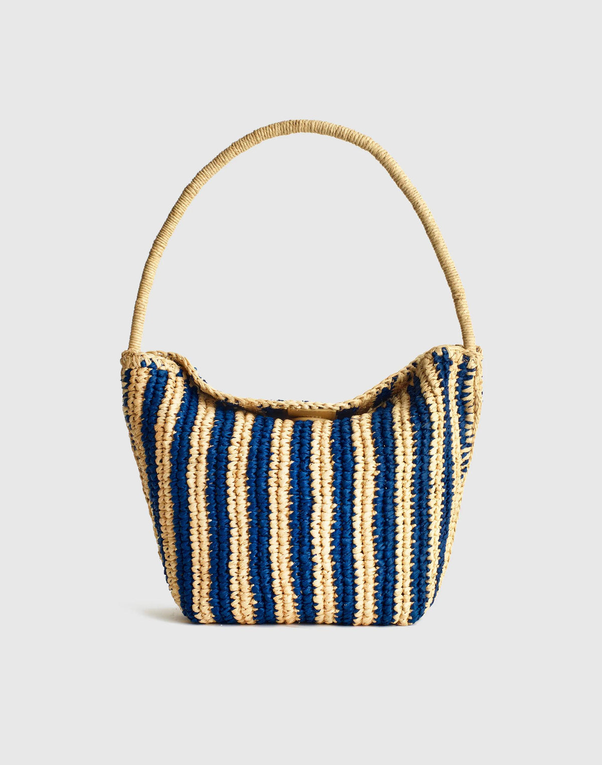 Madewell The Signature Woven Shoulder Bag in Raffia Retro Blue Stripe Multi