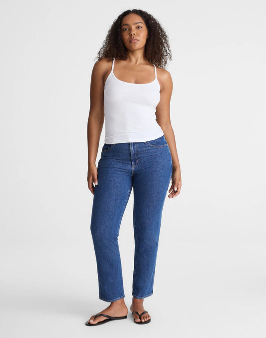 Madewell The Curvy Longline Straight Crop Jean in Marina Blue Wash Marina Blue