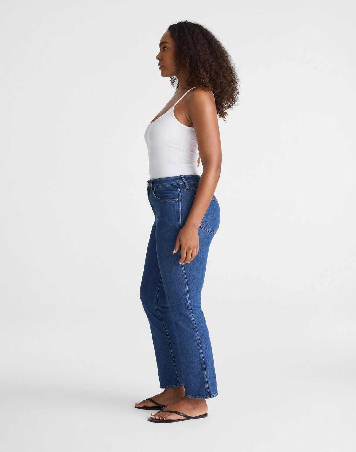 Madewell The Curvy Longline Straight Crop Jean in Marina Blue Wash Marina Blue