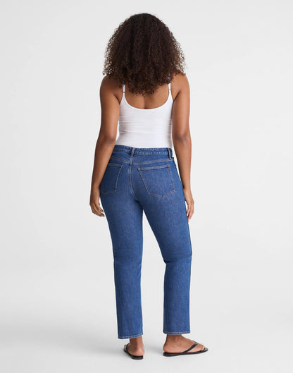 Madewell The Curvy Longline Straight Crop Jean in Marina Blue Wash Marina Blue