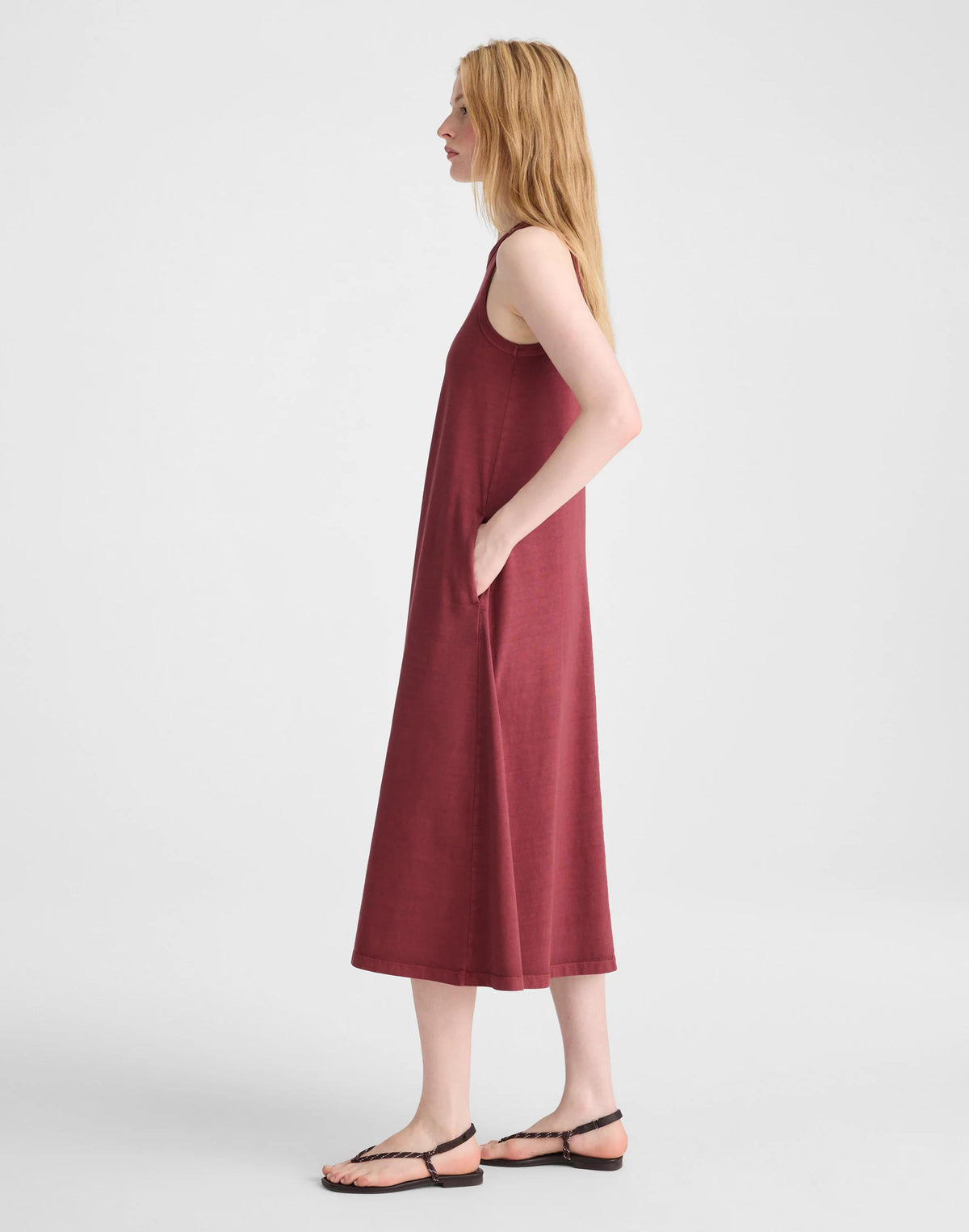 Madewell Seamed Tank Maxi Dress in Allday Jersey Dusty Merlot