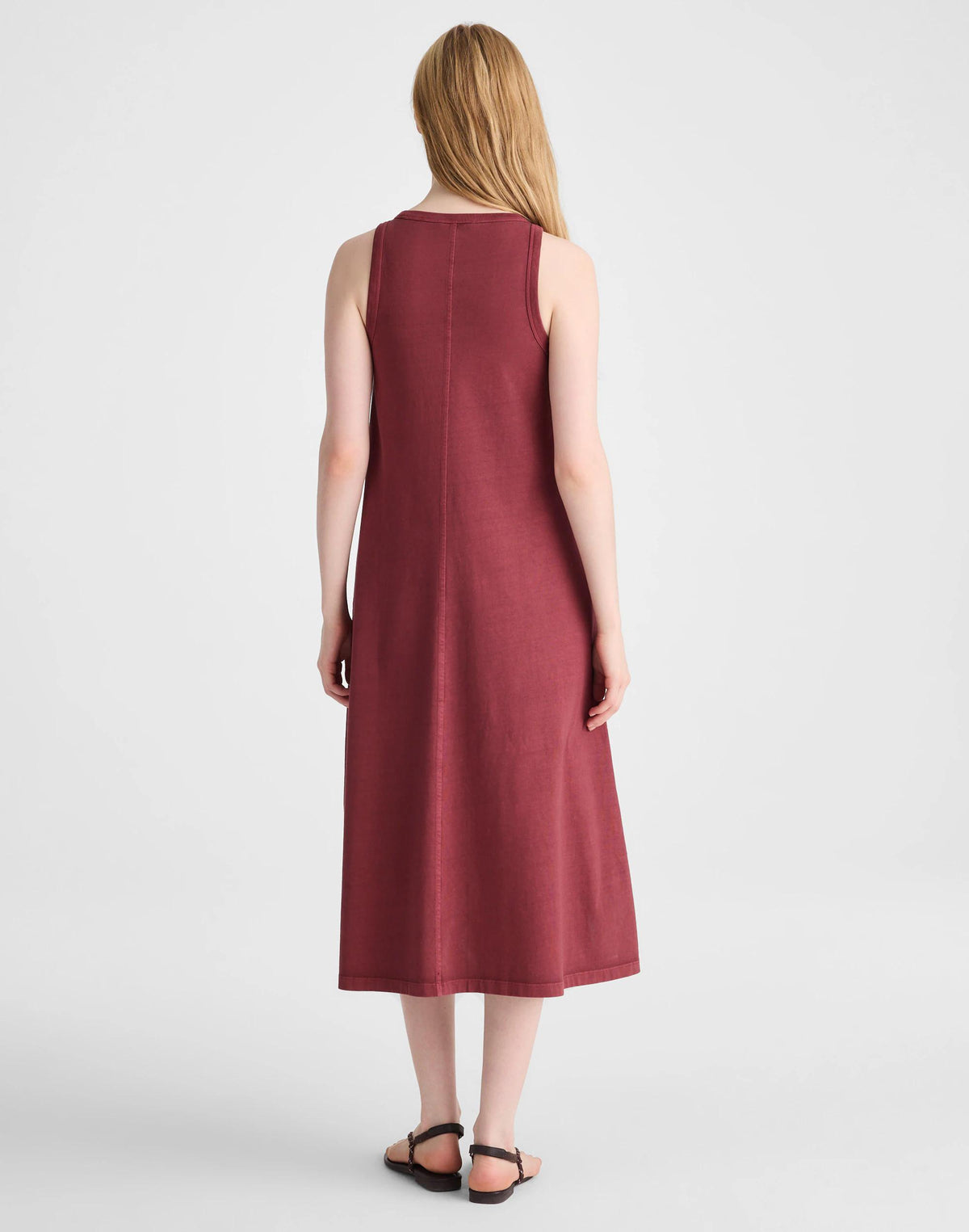 Madewell Seamed Tank Maxi Dress in Allday Jersey Dusty Merlot