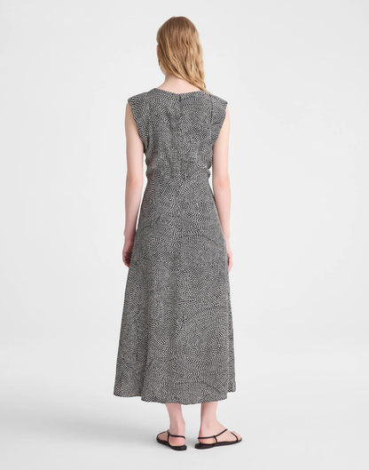 Madewell Ruched Flutter-Sleeve Midi Dress Jet Black