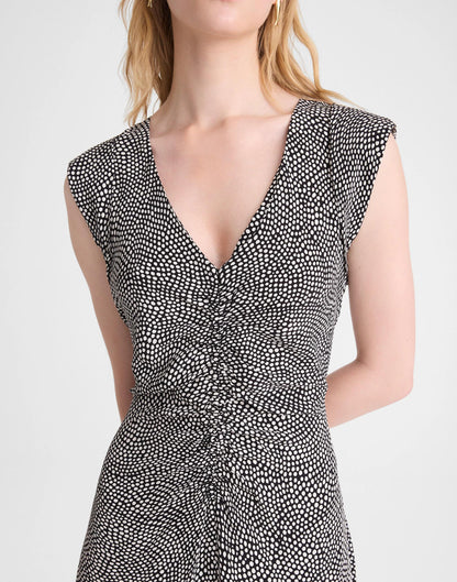 Madewell Ruched Flutter-Sleeve Midi Dress Jet Black