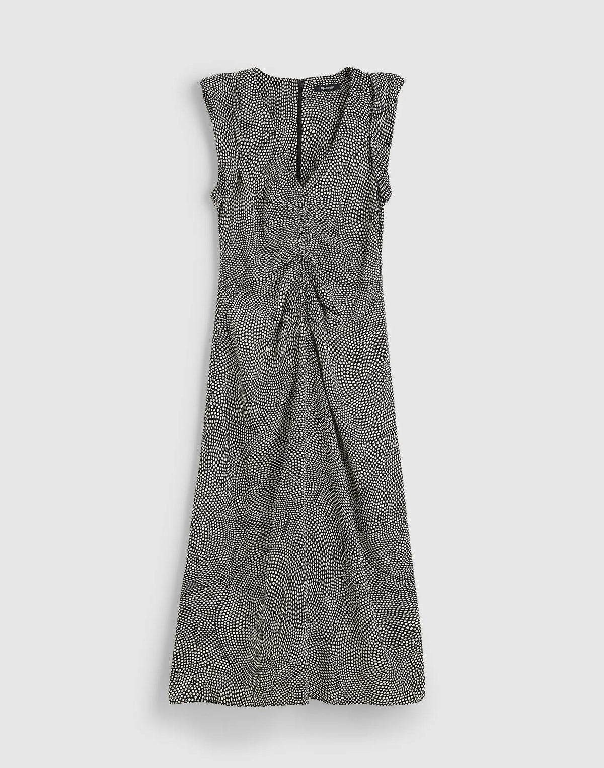 Madewell Ruched Flutter-Sleeve Midi Dress Jet Black