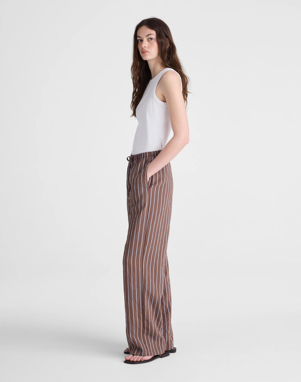 Madewell Pull-On Pants Brown Peri Twin Stripe